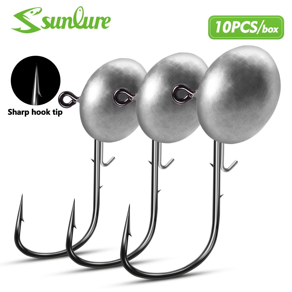 Jig Head Lure - Sunlure 10 pièces/boîte Hameçons ovales à